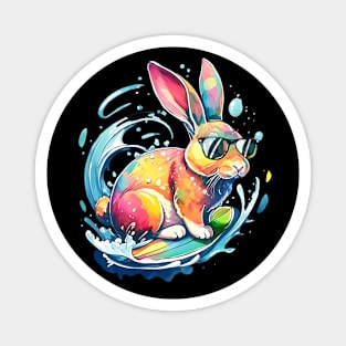 Bunny Surfer Cool Surfing Rabbit Magnet